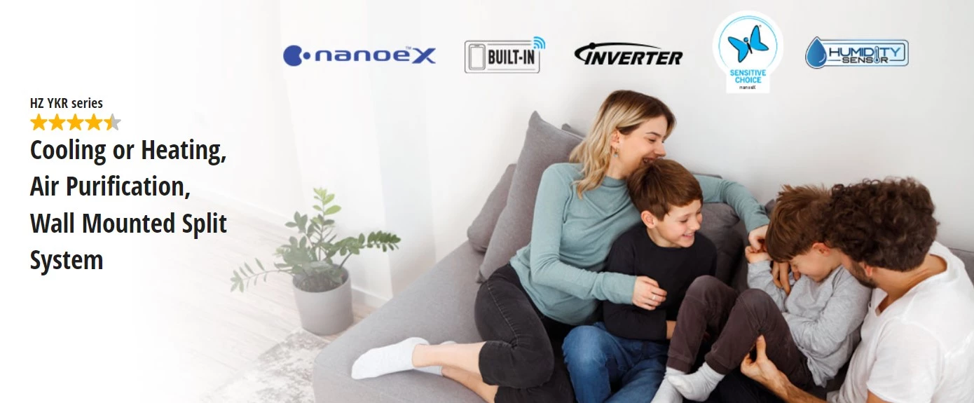 Panasonic split airconditioner for cooling or heating, air purification, wall mounted split system airconditioning.