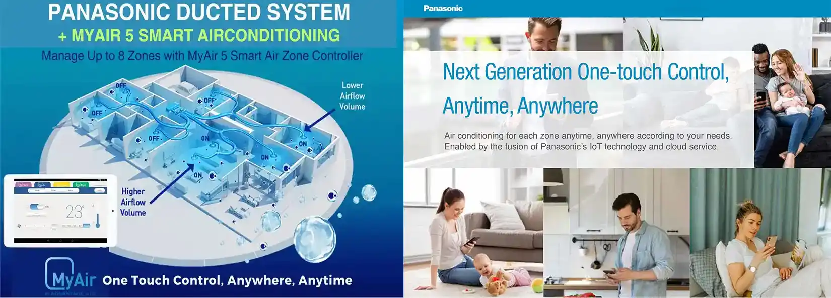 Panasonic ducted air conditioning with myair zone controller available from all cool industries, brendale, brisbane.