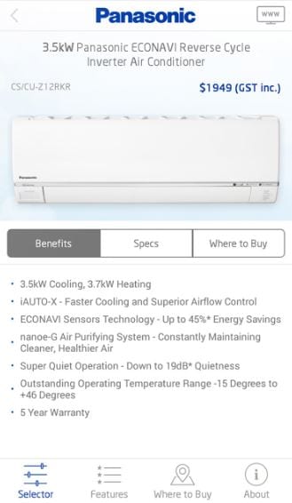 Pansonic air conditioning app price